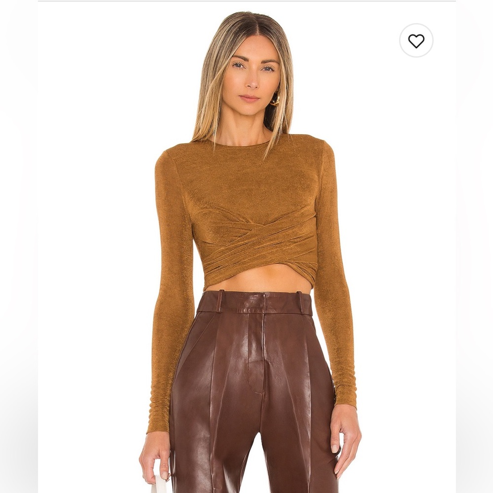 Gold Ruched Long Sleeve Crop Top